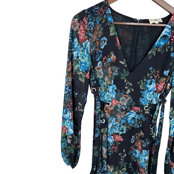 LPA‎ Womens Long Sleeve Floral Dress S Black Sheer Y2k - Picture 4 of 16